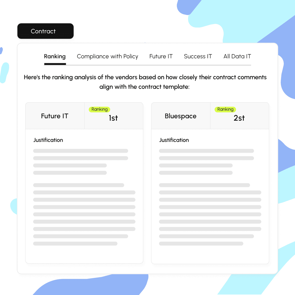 Contract comparison and risk detection interface