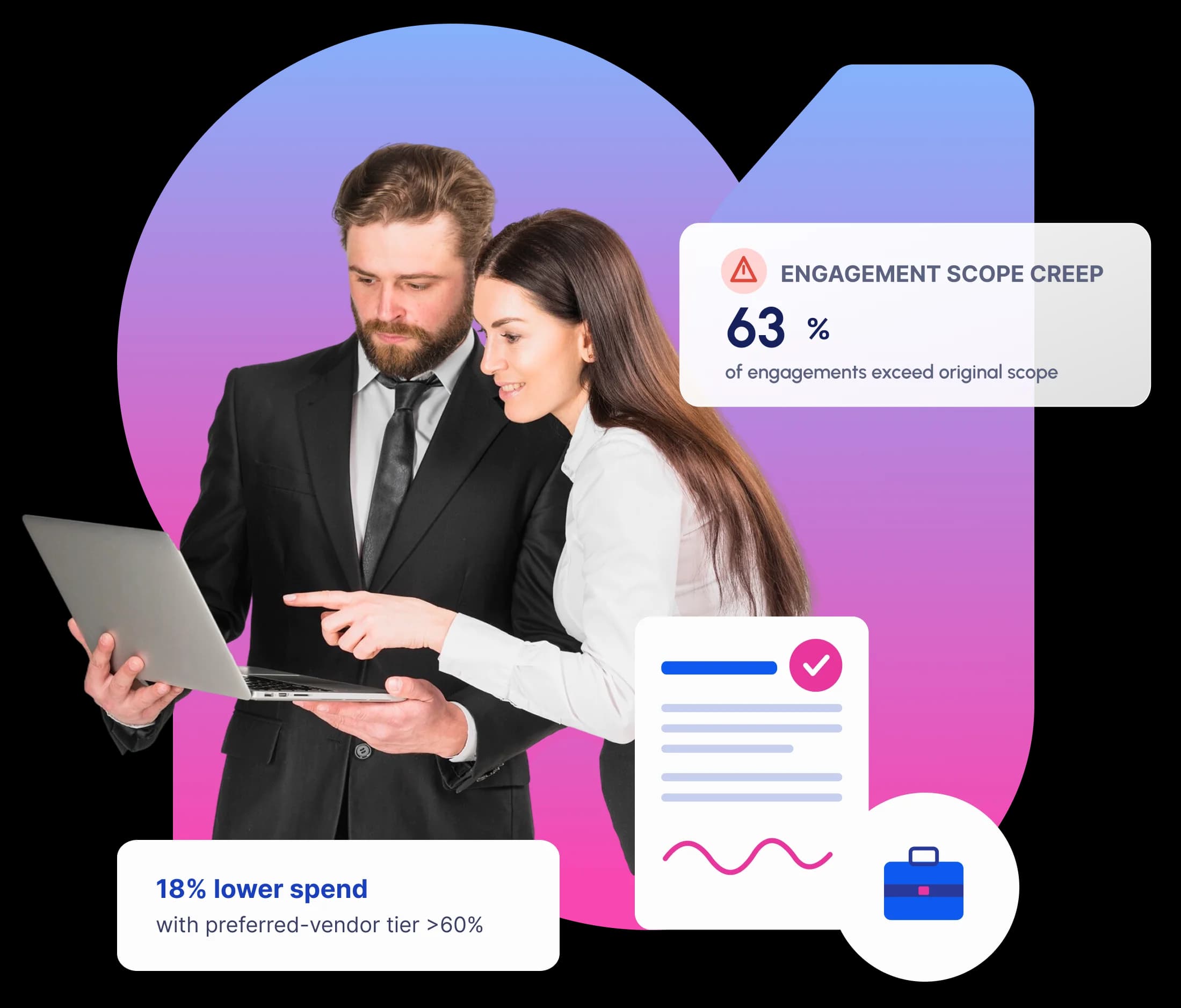 Nvelop professional services procurement platform - provider evaluation dashboard with weighted scoring